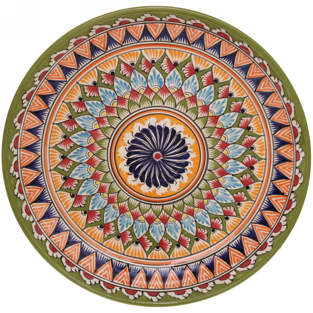 Ляган плоский 32см салатовый Риштанская Керамика