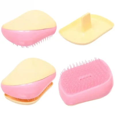 Расческа массажная компактная «Harizma», цвет жёлтый/розовый, в пластиковой коробке, 8*6см