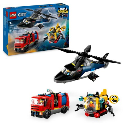 LEGO City - Набор с вертолетом, пожарной машиной и подводной лодкой 60462