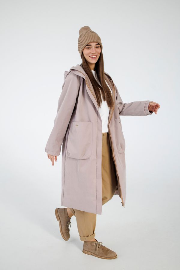 Плащ женский пудровый - фото 11