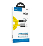 Кабель USB x Type-C -1.2м. Hoco. U118 (5A/100W) поворотный