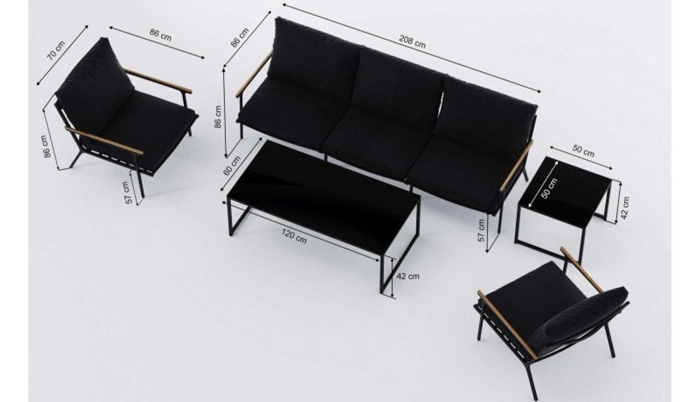 Calma long, набор антрацит/черный, алюминий