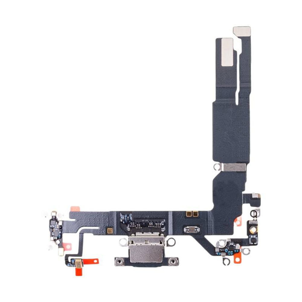 Шлейф для Apple iPhone 16 на системный разъем/микрофон Черный - Премиум