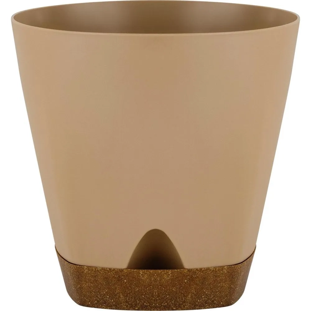 Горшок для цветов InGreen WOOD D200мм 4л с прикорневым поливом молочный шоколад/бук