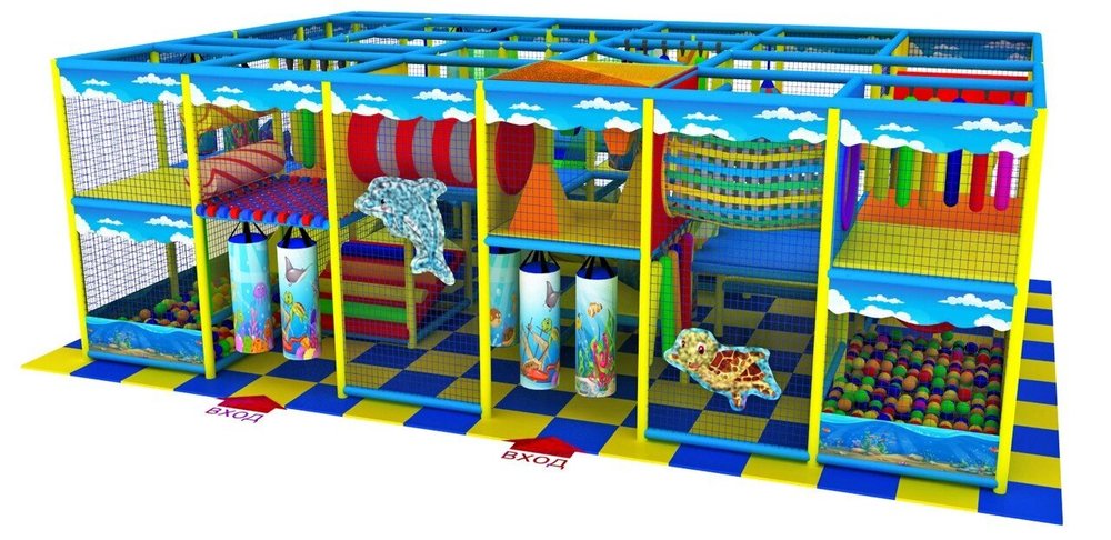 Детский игровой лабиринт «Крокодил Гена» 34,6 м² (7,3*4,9*2,51м)