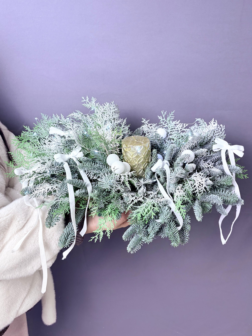 Новогодняя композиция на стол «Снежная зима»