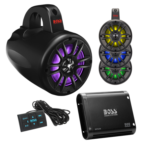 Комплект на таргу (4 колонки 4" с RGB + усил. BPS4B 4*94W)