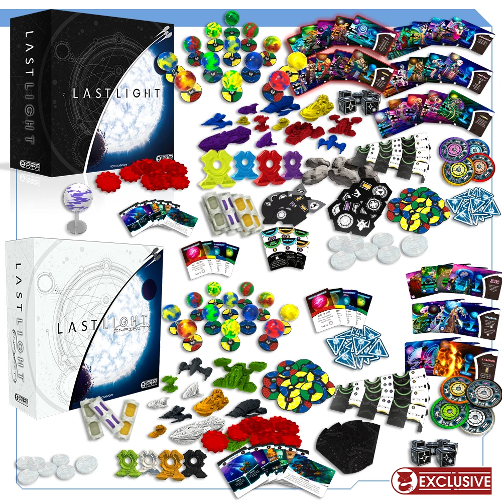 Last Light Deluxe Base Game + Infinity Expansion + Nebula Dice + Lunar Glow Dice + Extra Dice Set