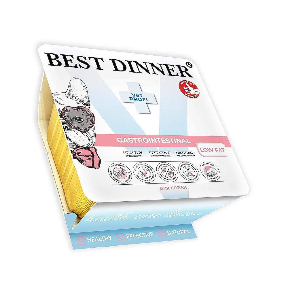 Best Dinner Vet Profi GastroIntestinal Low Fat влажный корм для собак, паштет с индейкой, 100 г