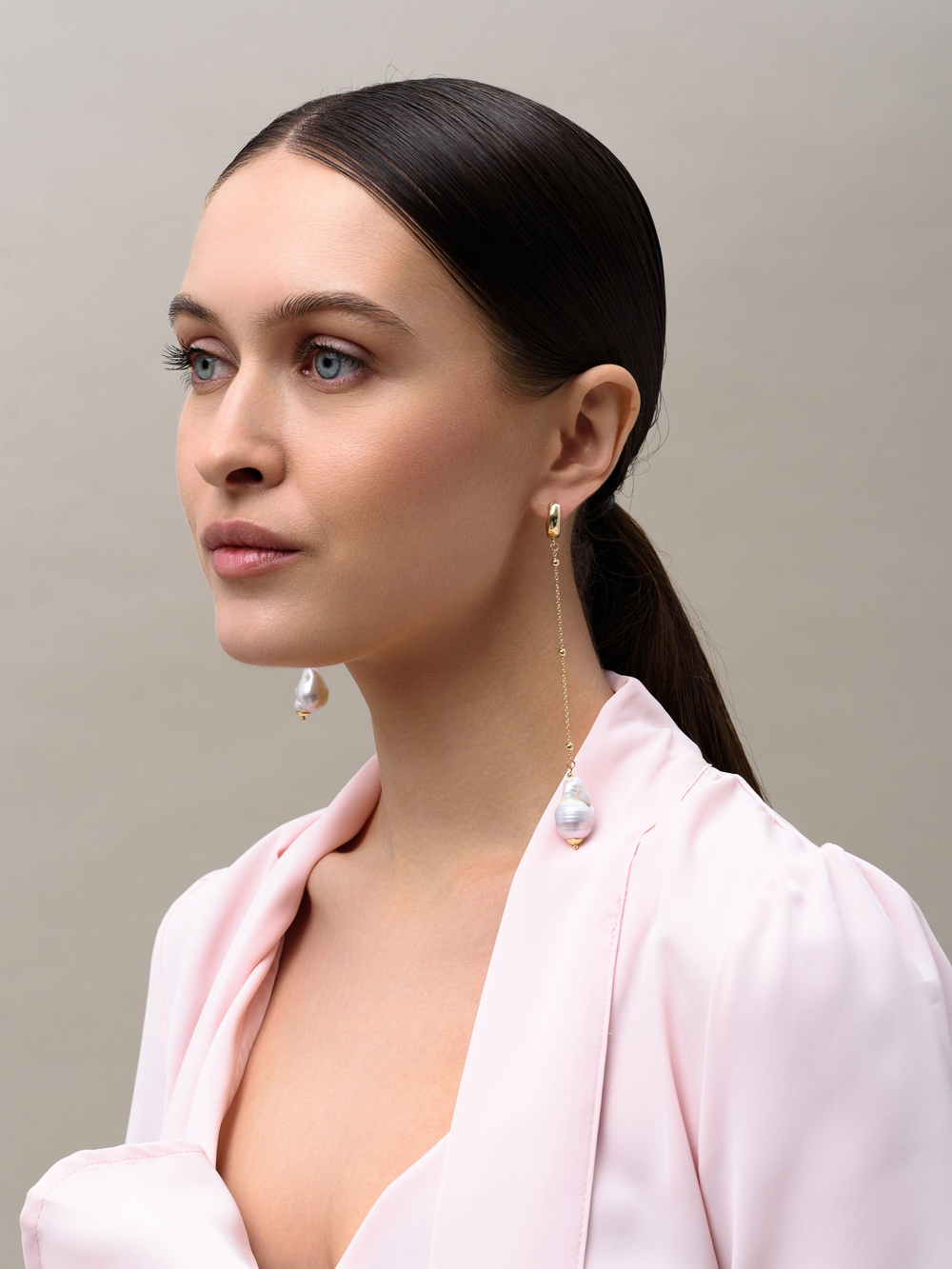 Серьги "Big pearl flower" Gold