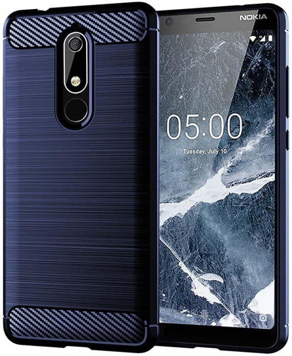 Чехол на Nokia 5.1 цвет Blue (синий), серия Carbon от Caseport