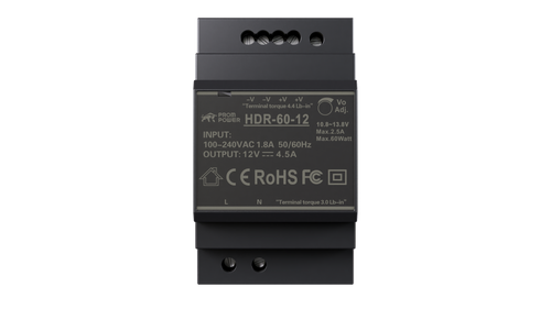 Источник питания PROMPOWER HDR-60-12, на вых. 12 В DC, 4.5А, 54Вт. Вх. 85-264В AC (120-370 В DC)