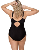 Слитный купальник с принтованным лифом и вставкой по центру (Размер: 80E) (Цвет: черный)
