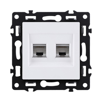 Розетка двойная Ethernet RJ45 Cat.6, белый Kollinger Asthetik AS-018WH