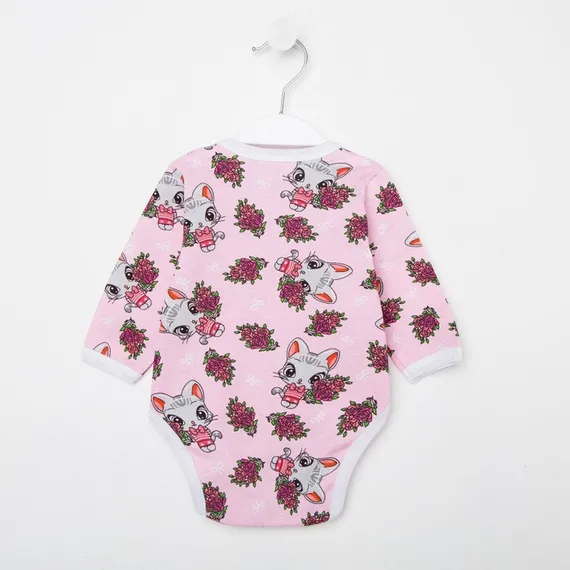 Боди детское, цвет розовый/кошечки, рост 62 см