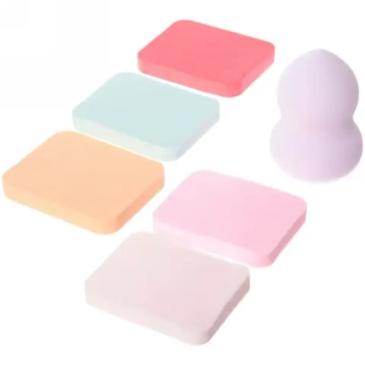 Спонж капля и 5 спонжиков тонких для макияжа и контуринга «Beauty-Puff», цвет микс, 8,5*5*7