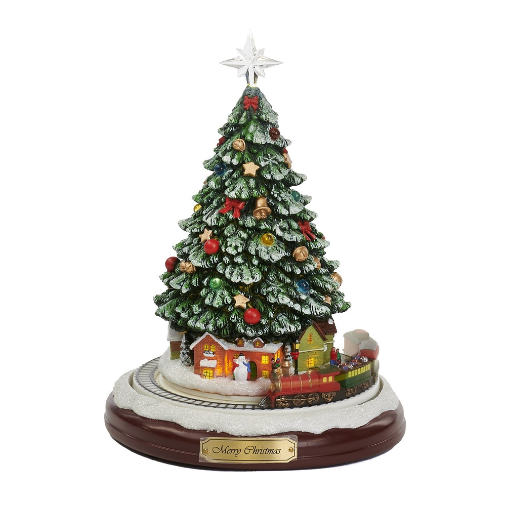 Музыкальная шкатулка Елочка с поездом 27см Goodwill M&G с подсветкой