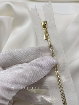 Молния на прозрачной сетке золотистая