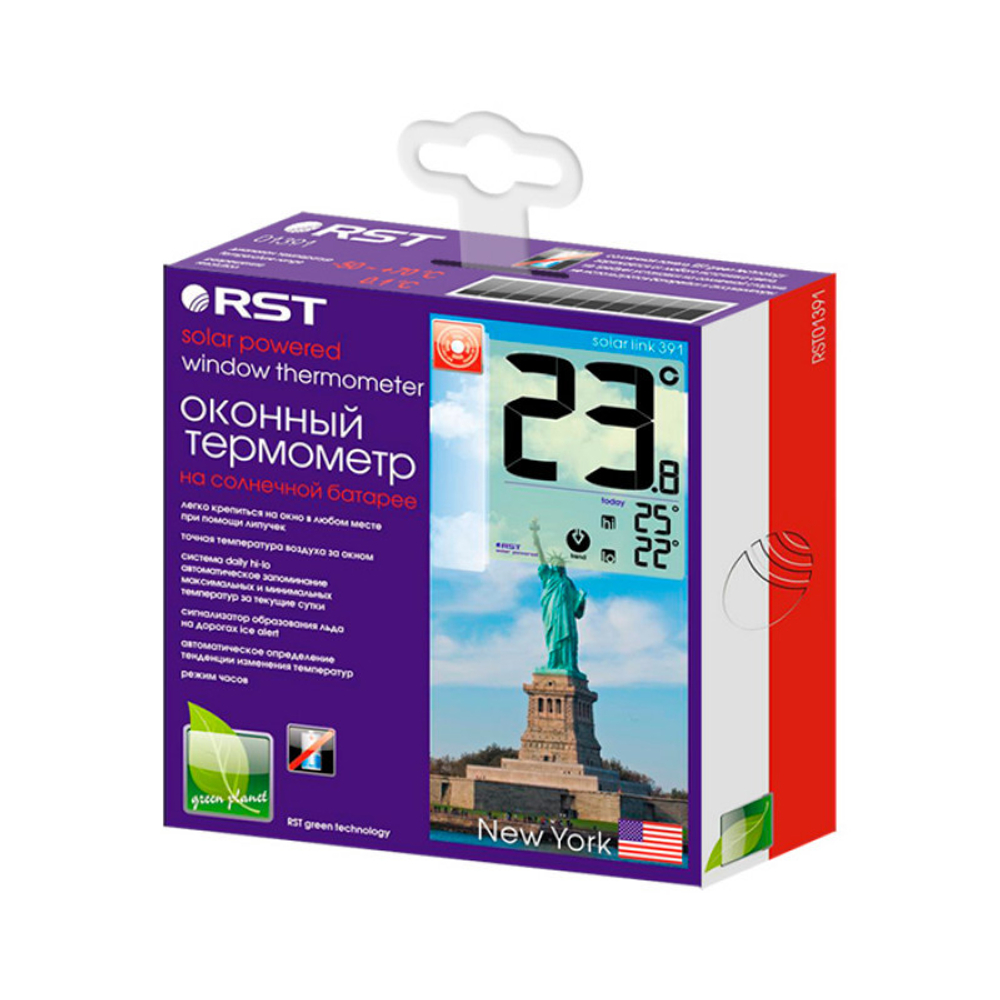 Цифровой оконный термометр RST на липучке с солнечной батареей (RST01391)