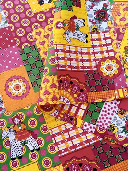 Ткань бязь плательная, рис. "Дымковская игрушка", ширина 150 см, арт. 103