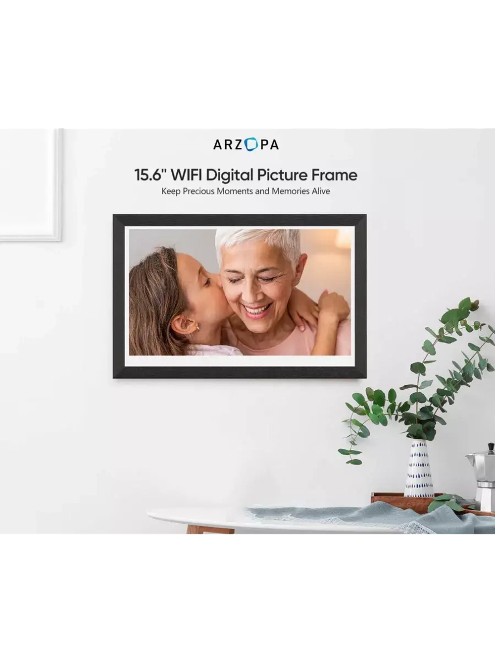 Цифровая фоторамка Arzopa Wi-Fi, 15,6-дюймовый сенсорный экран IPS, разрешение 1920x1080