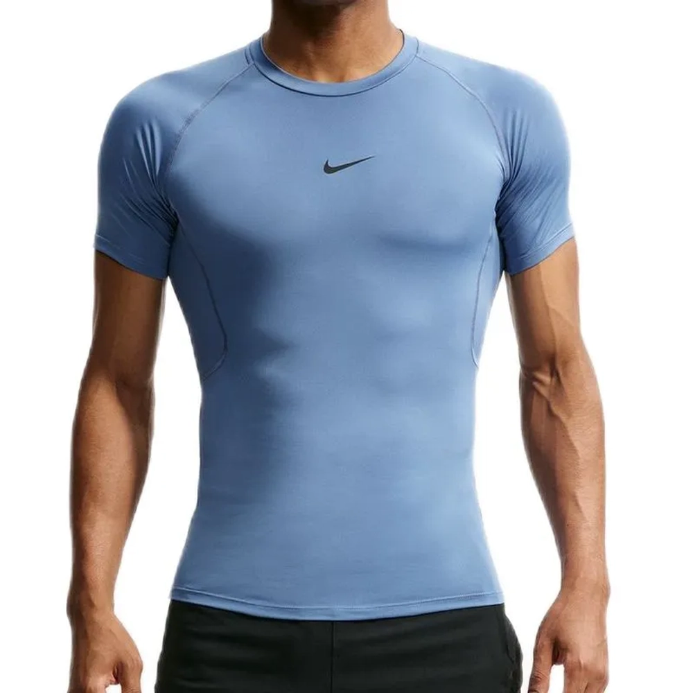 Мужская теннисная футболка Nike Pro Dri-FIT Tight Short-Sleeve Fitness - storm indigo/black