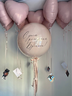 Воздушные гелиевые шарики на потолок с фото/пыльно розовый №5037