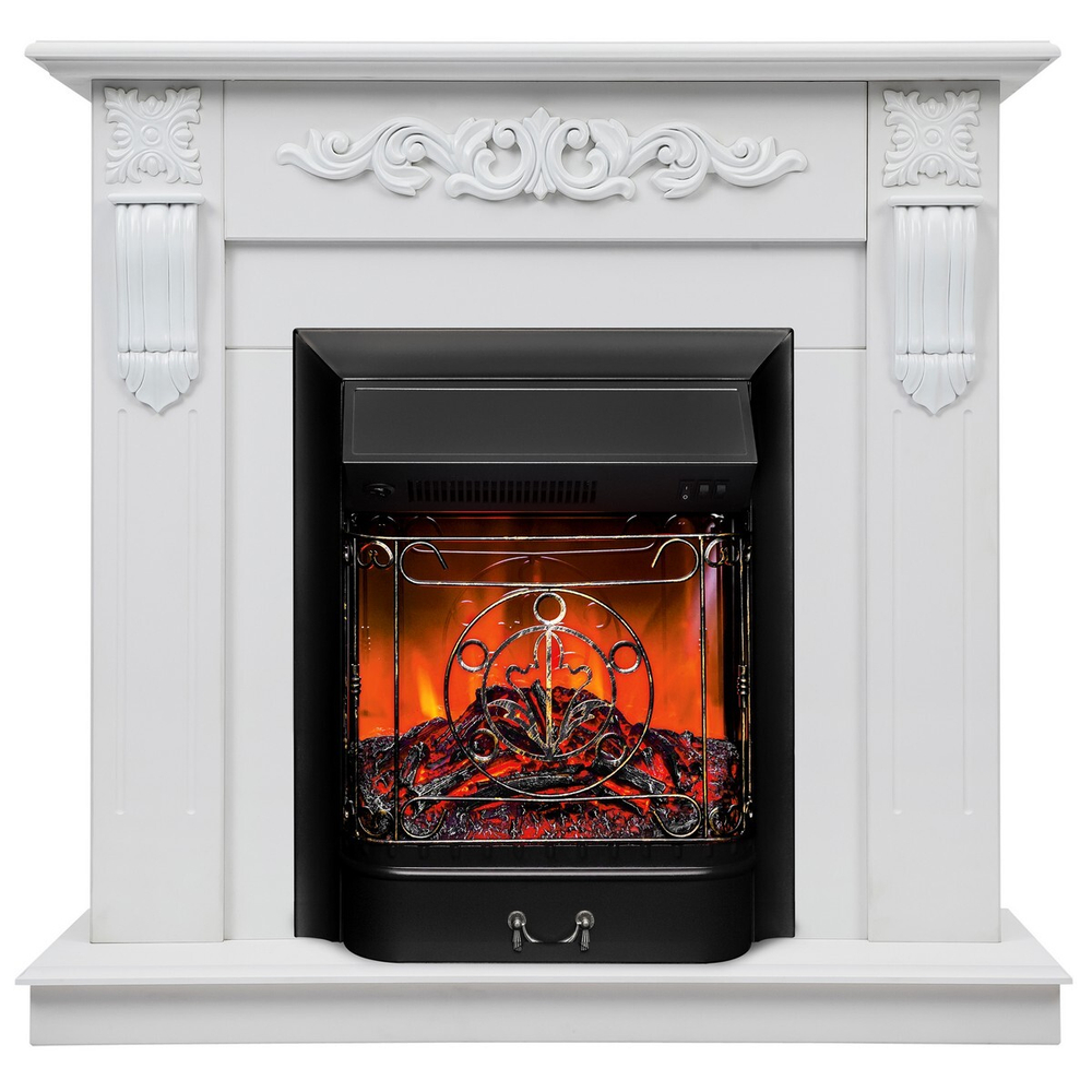 Электрокамин RealFlame Dominica DN белый матовый с очагом Majestic Lux Black