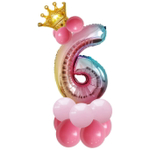Шар фольгированный 81 см “Цифра 6” с набором шаров (розовый перелив)