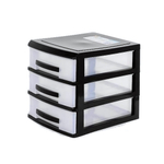 Мини комод 3 секции черный/прозрачный
