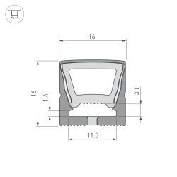 Силиконовый профиль WPH-FLEX-1616-TOP-S11-5m FULL BLACK (Arlight, Силикон) 045774