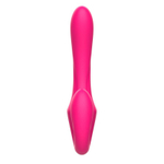 Розовый вибратор с клиторальным отростком и пультом ДУ- 19,6 см. (Цвет: розовый)