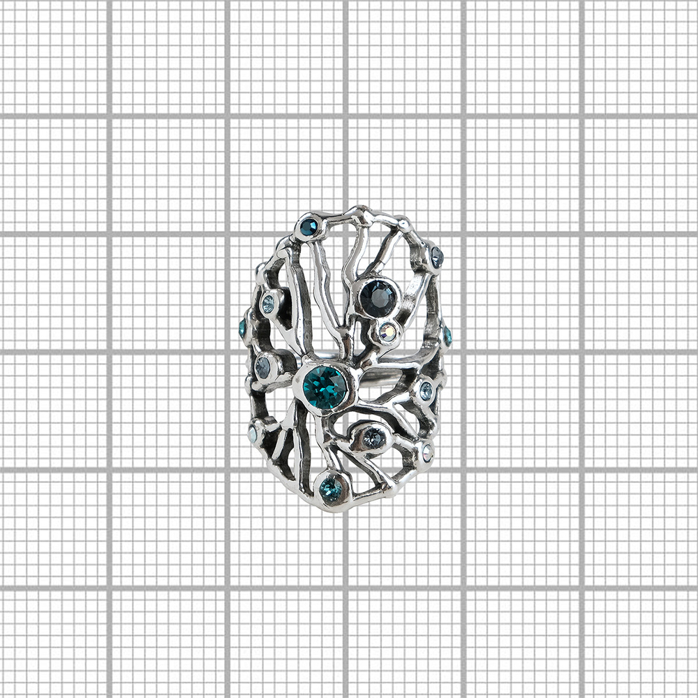 "Амарос" кольцо в серебряном покрытии из коллекции "Морской коктейль" от Jenavi