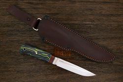 Нож туристический Геннадия Дедюхина Финка, клинок 132мм, сталь N690, рукоять микарта черно-зеленый