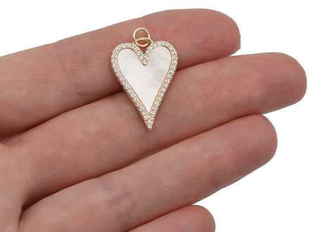 Подвеска "Сердце" 23,5мм, с перламутром