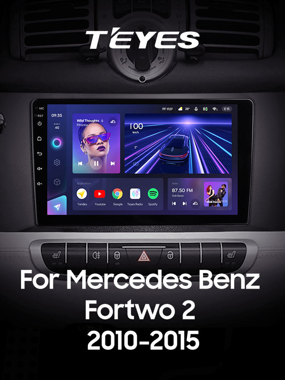 Teyes CC3 9"для Mercedes Benz Smart Fortwo 2 2010-2015