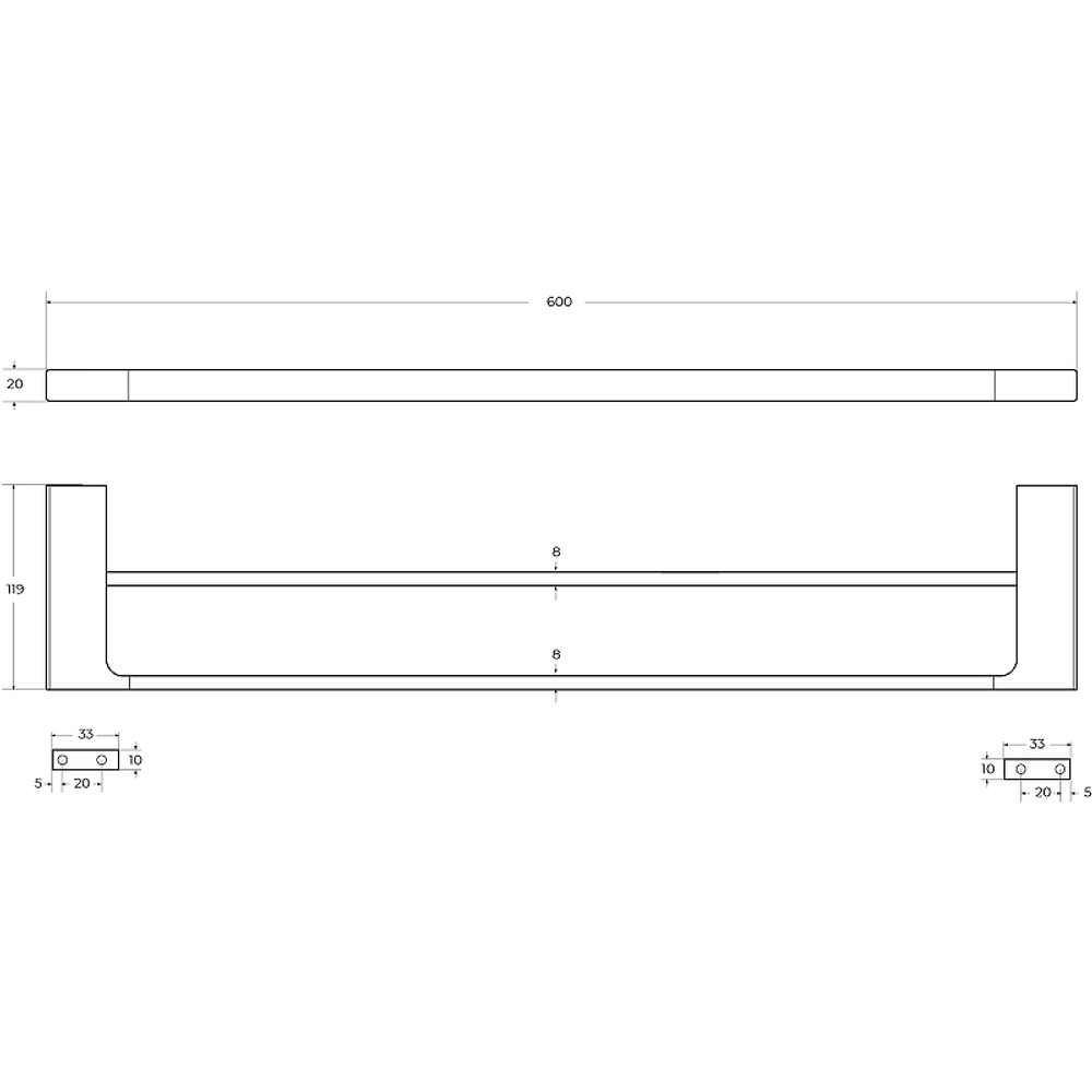 Полотенцедержатель Cezares Slider SLIDER-THD-60-01 двойной Хром