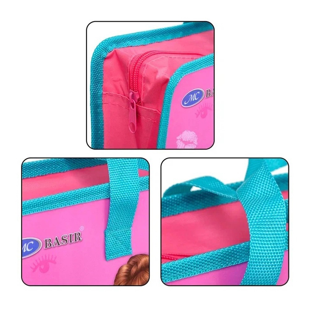 Папка школьная на молнии Basir, формат А4, сумка, с тканевыми ручками и с тканевой окантовкой, 33,5*26,5, 6 цветов ассорти
