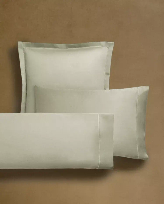 ZARA HOME (300 НИТЕЙ) НАВОЛОЧКА ИЗ ХЛОПКА, СВЕТЛО-ЗЕЛЕНЫЙ