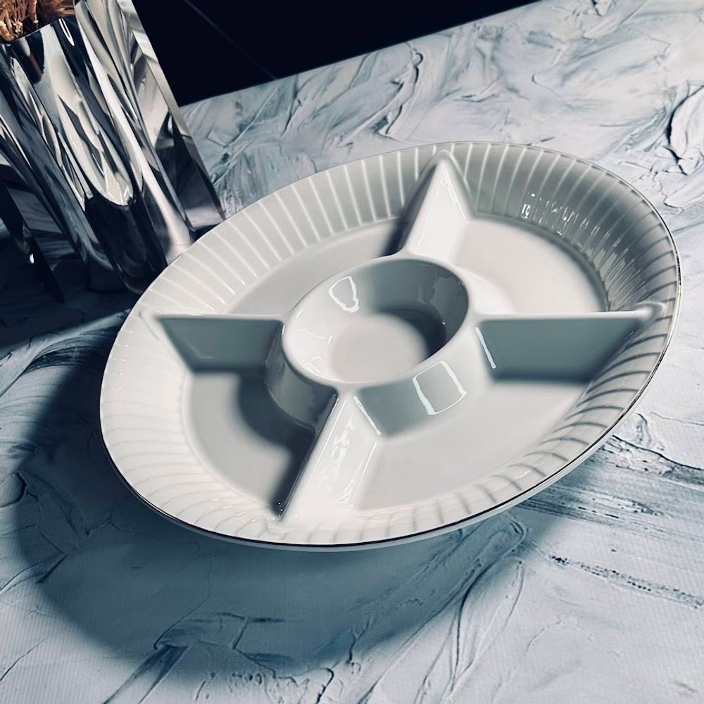 Lenardi 102-058 Менажница 30,5х3,5см MARZIPAN GREY в под.уп.(х12)Фарфор