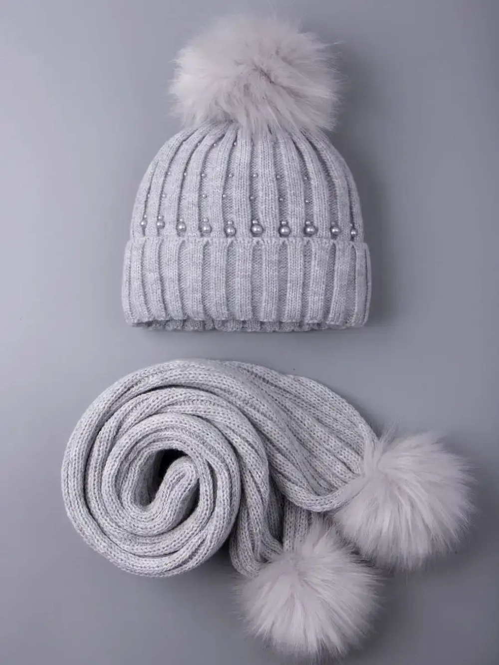 Шапка для девочки зимняя вязаная и шарф