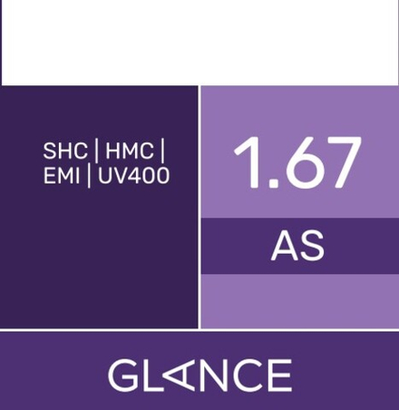 Линза для очков Glance 1.67 AS SHC/HMC/EMI/UV400