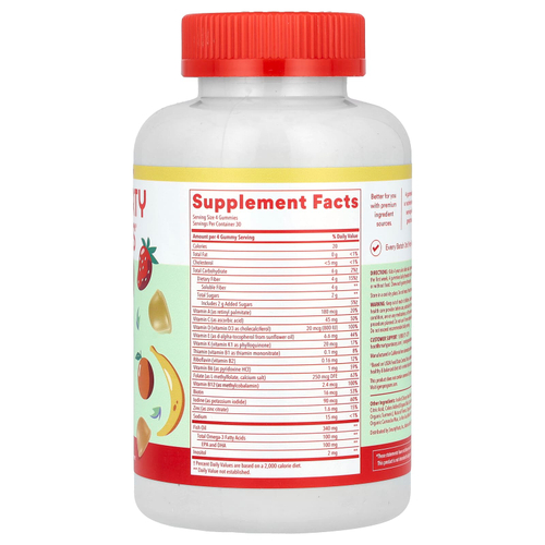 SmartyPants, мультивитамины и клетчатка для детей, со вкусом лимона, апельсина и клубники с бананом, 120 жевательных таблеток