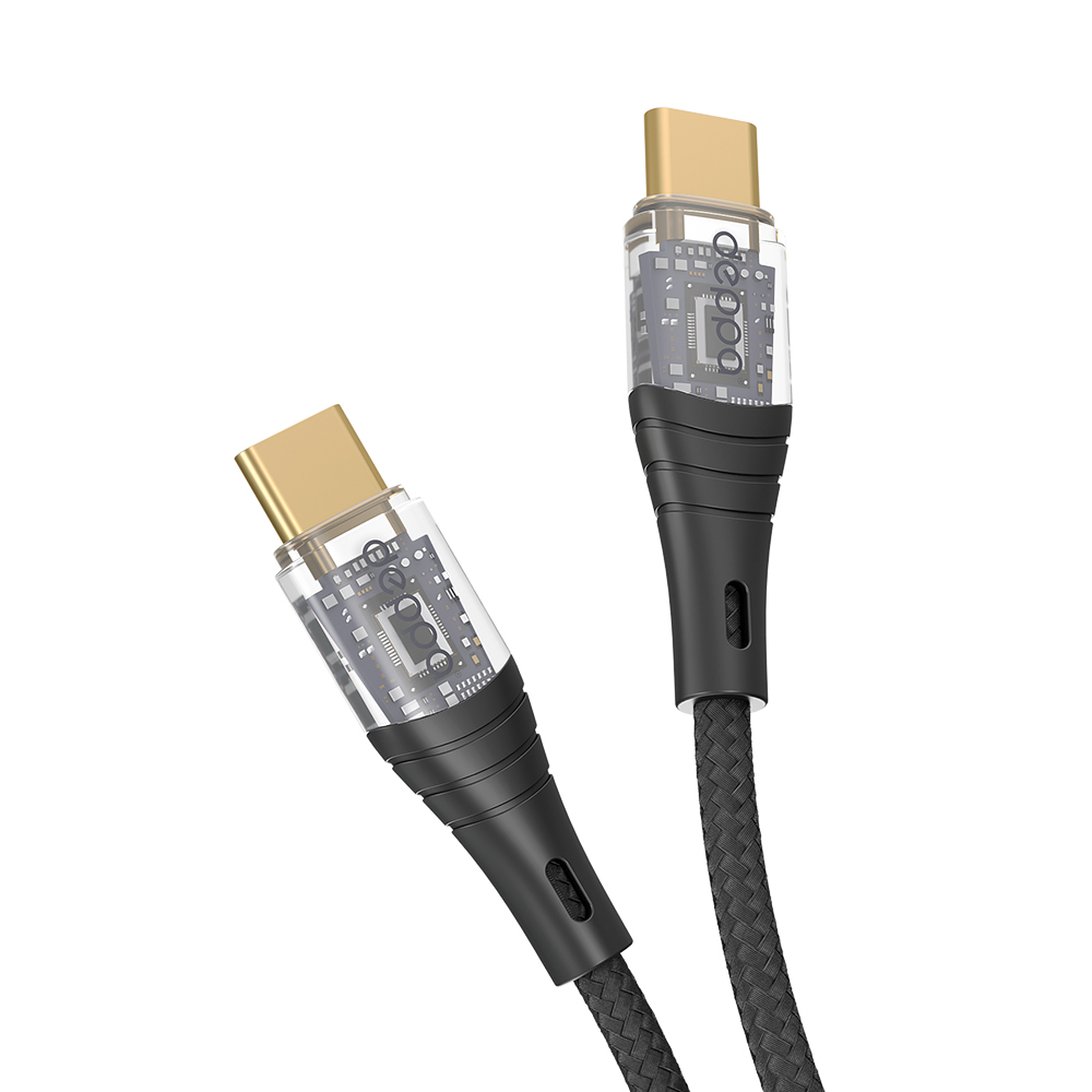 Дата-кабель Crystal Type-C – Type-C, 1 м, 60Вт, 3A, черный