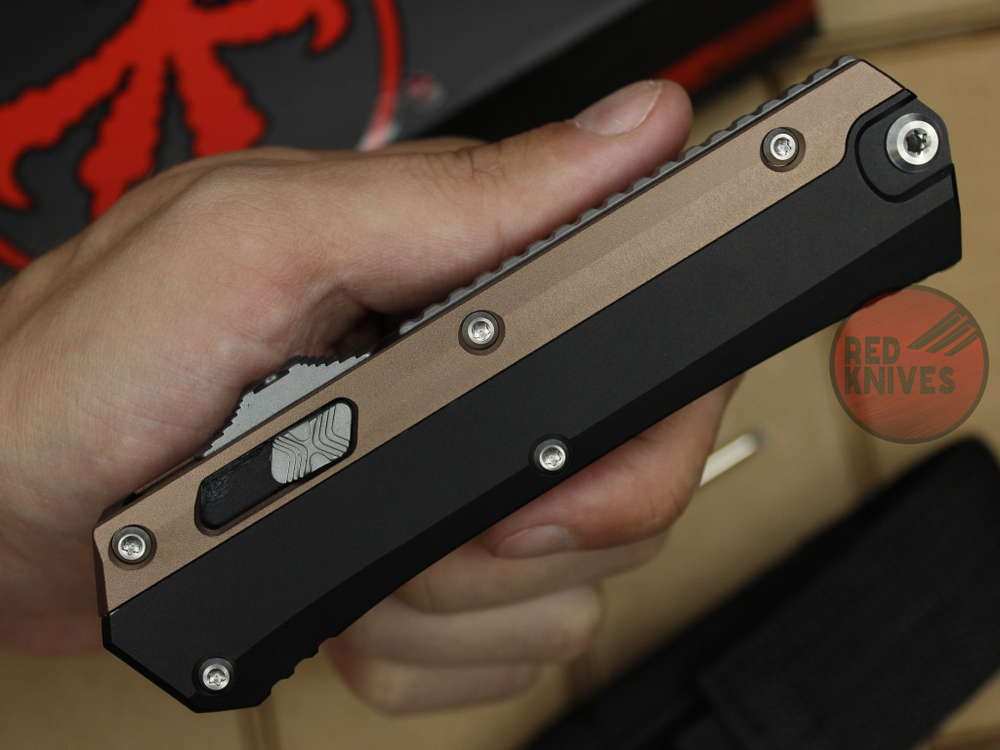 Нож Microtech 184-10 GLYKON BR Tanto T/E - коричневые вставки, клинок сатин танто