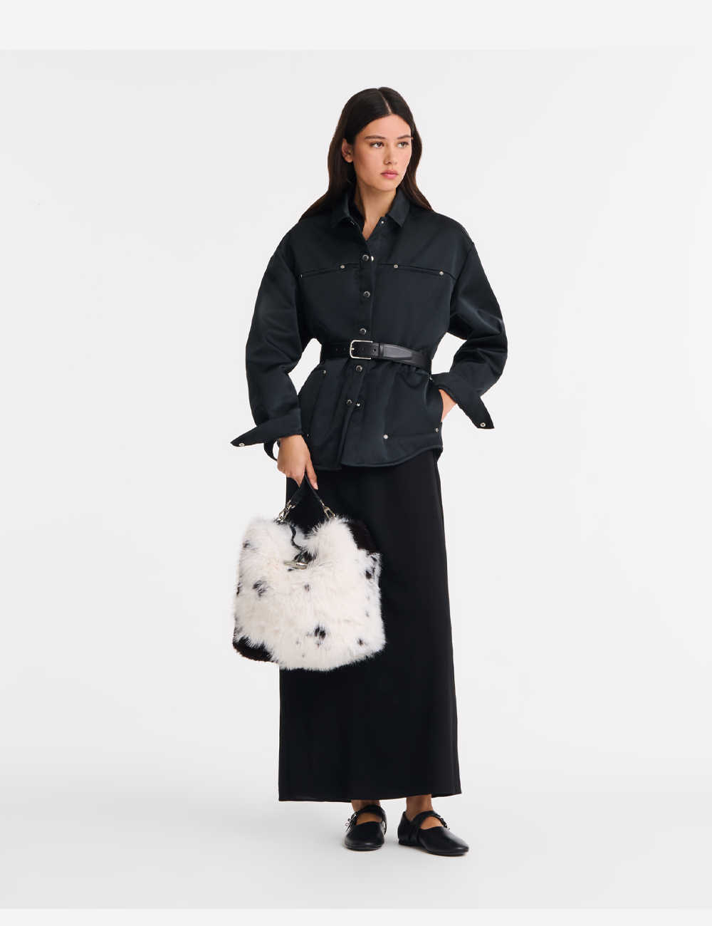 Сумка Longchamp Shoulder Bag "Black/White"