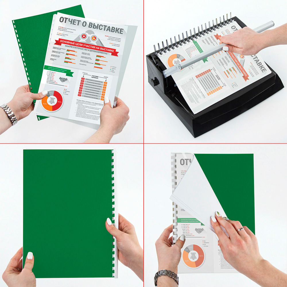 Обложка для переплета BRAUBERG, А4, картон под кожу, 230 гр, зеленая