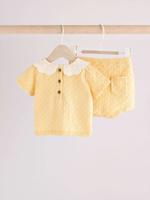 Вязаная футболка и шорты в комплекте для малышей Next AA8-204, Желтый