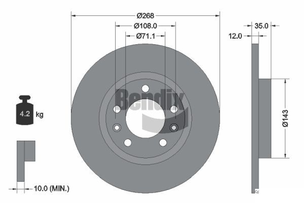 BENDIX Braking - BDS1122-BEN - Brake Disc