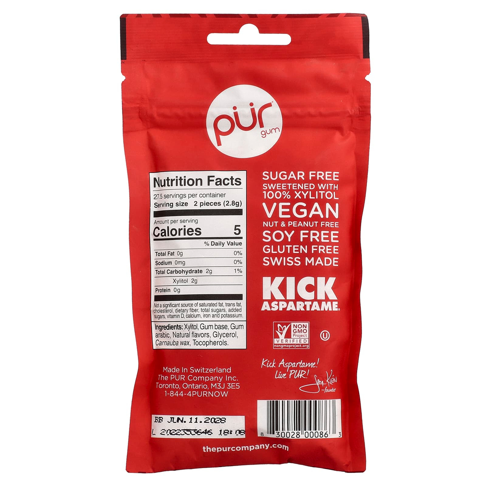 The PUR Company, Жевательная резинка, корица, 55 шт., 77 г (2,72 унции)